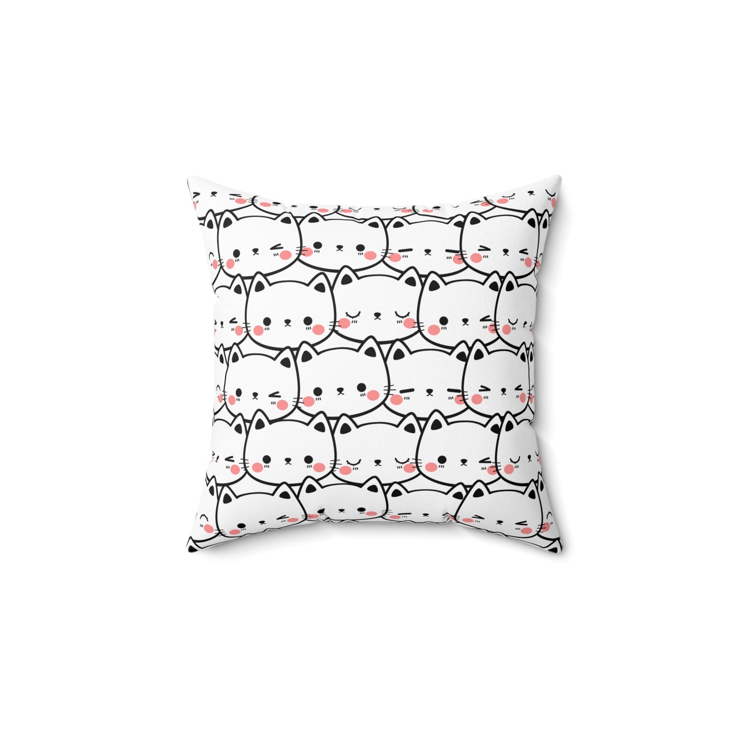 Kitty Grid Square Pillow