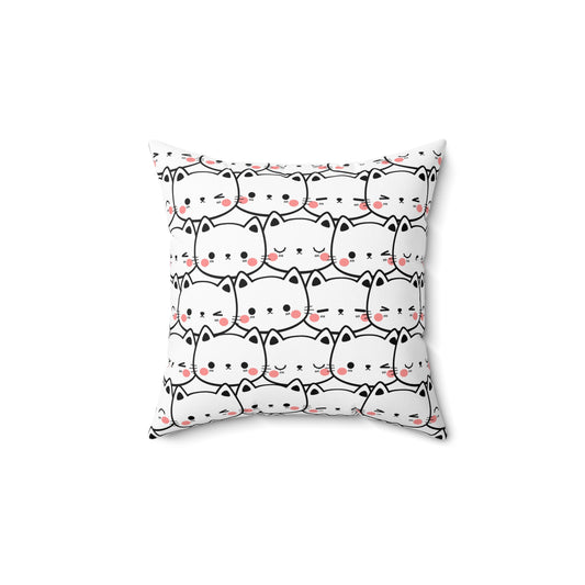 Kitty Grid Square Pillow