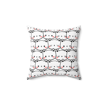 Kitty Grid Square Pillow