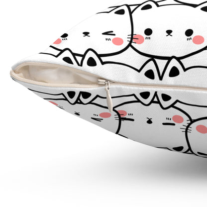 Kitty Grid Square Pillow
